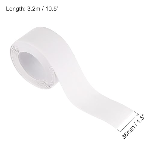 uxcell Waterproof Seal Caulk Strip Tape Self Adhesive 1.5" W x 10.5'L PVC Sealing Tape for Kitchen Bathroom White