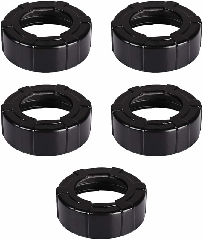 Pack of 5 Caulking Gun Front Cap, Aluminium Replacement Part, Robust Union Nut for Foil Bags, Silicone Gun, Black