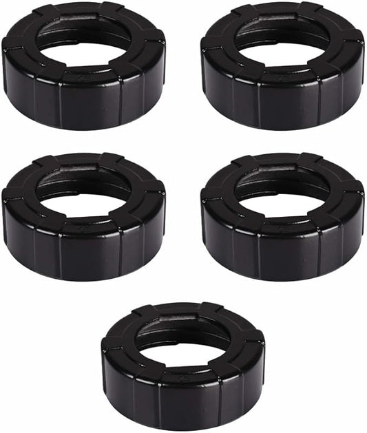 Pack of 5 Caulking Gun Front Cap, Aluminium Replacement Part, Robust Union Nut for Foil Bags, Silicone Gun, Black