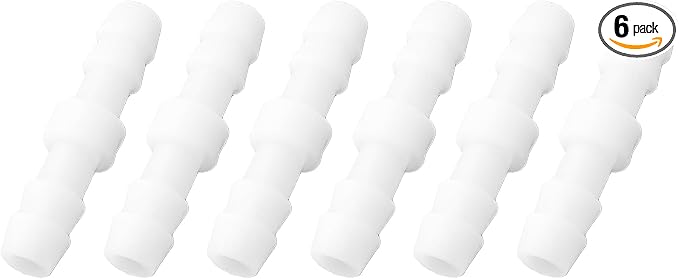 6Pcs 1/4" x 1/4" Plastic Hose Barb Fittings, Barbed Splicer Mender Joint Adapter Union Connectors for Aquarium, Household, Fuel, Gas, Liquid, Air Hose Repair