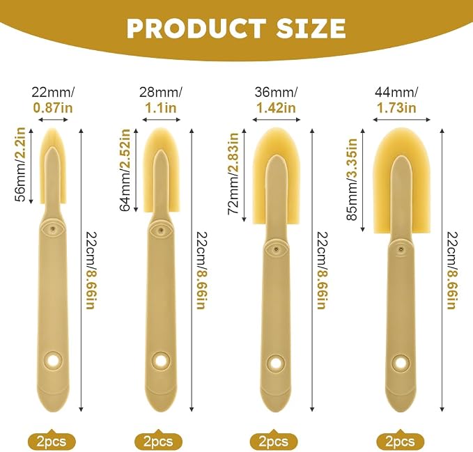 8pcs Rubber Caulking Spatula Tool, Reusable Caulking Tool Sealant Spatula Spreader 4 Sizes, Caulking Finishing Tool Applicator for Tiles Brick Floors Walls Bathroom Kitchen