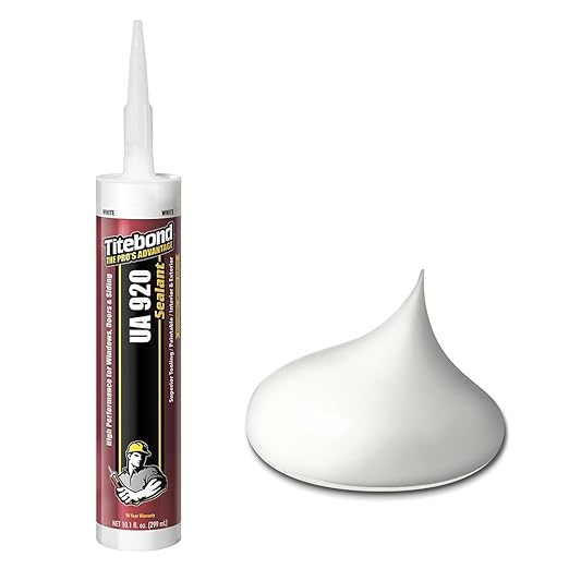 Titebond UA 920 Sealant, White – Urethane Acrylic Elastomeric Caulk, Crackproof & Flexible, UV Resistant, Paintable in 1 Hour, Interior & Exterior Use – 10.1 Oz, 87001