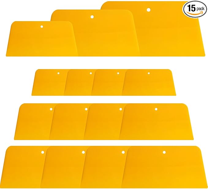 ZIMISI Car Body Filler Spreaders, 4, 5, 6 Inch Caulking Tools, Reusable Hard Plastic Spreader Tool, Automotive Body Fillers Spreader for Applying Fillers, Putties, Glazes, Caulks, Paint (15PCS)