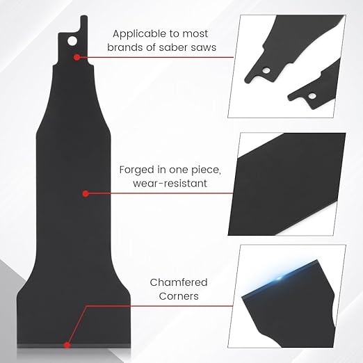 4PCS Reciprocating Saw Scraper Blade, High Carbon Steel Tile Cleaning Tools for Removing Tile Grout Glue Gaps Adhesives, Wall Cleanings, Metal Derusting (Color:Black)