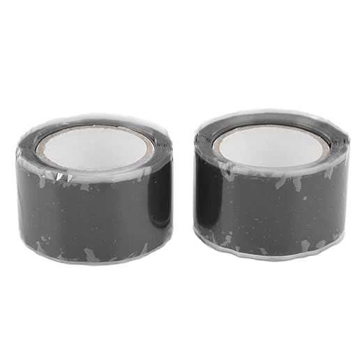 Self Fusing Silicone Tape, Waterproof Insulation Adhesive Tape, 2 Packs 1.5m x 2.5cm - High Temperature, Strong Tensile Strength, Ideal for Pipe and Hose Repair (Black)
