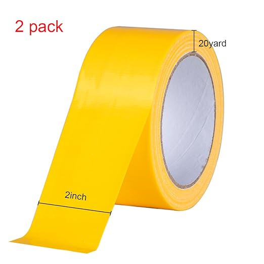 XUXU 2 Pack Duct Tape Heavy Duty Waterproof, Strong Adhesive Yellow Duct Tape Bulk for Indoor Outdoor Repairs Tear by Hand, 40 Yards x 2 Inch Total
