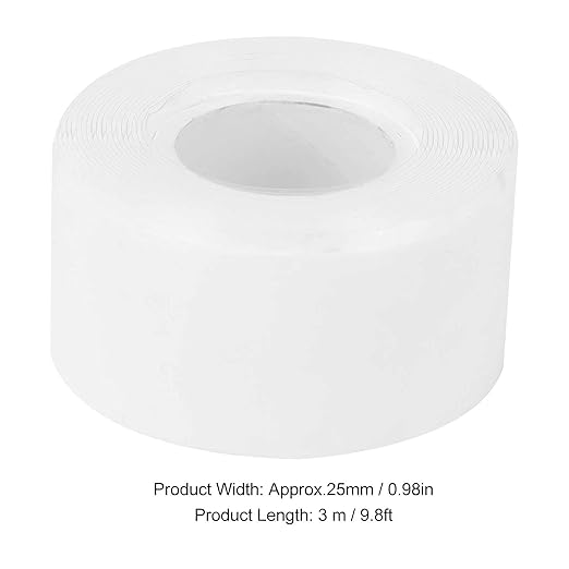 White Silicone Rubber Sealing Tape 0.98in x 9.8ft, Self Fusing Plumbing Pipe Repair Leak Stopper Tool for Hose Bucket Window Emergency Maintenance