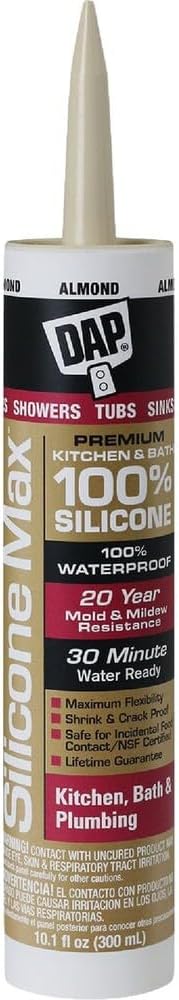 Silicone Max Kitchen and Bath Silicone Sealant, Almond, 10.1-oz.