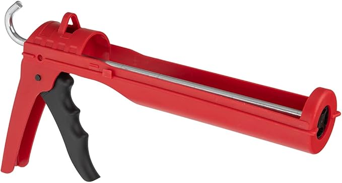 INTERTOOL Caulking Silicone Gun with 10 oz. Tube & 10:1 Thrust Ratio – Drip-Free Lightweight Hand Caulk Gun Tool with Durable Plastic Body, Smooth Rod, Quiet Ratcheting HT-0027