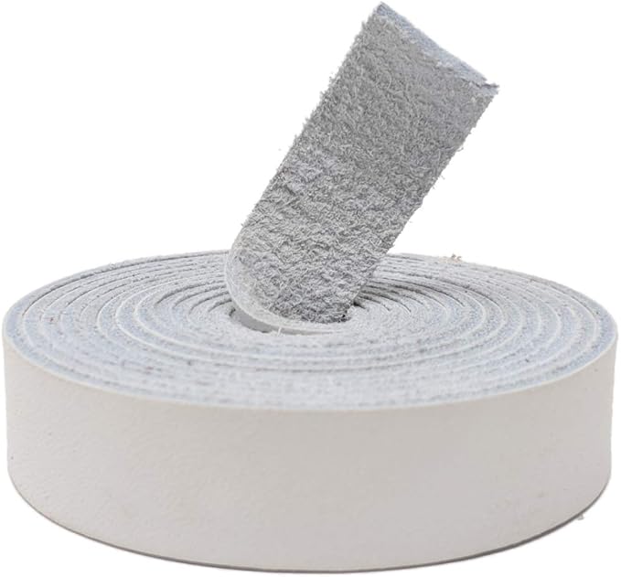 TOFL Genuine Leather Strap | Top Grain Cowhide Strip – White (4 Pack) | 72" L x 5/8" W x 1/16" Thick | Suede Backing | Leather Craft Supplies | Leatherworking & DIY Repair Projects | 4-5 oz