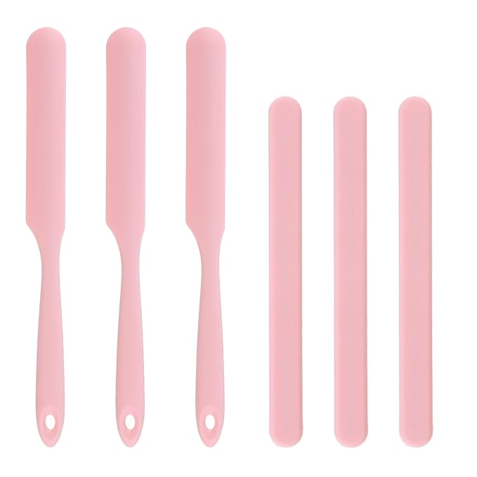 6Pcs Silicone Wax Applicator, Non-stick Wax Stick Hair Removal Spatulas Reusable Hard Waxing Scraper Epoxy Resin &Waxing Accessories Supplies Tools for Home Salon Body Use (Pink)