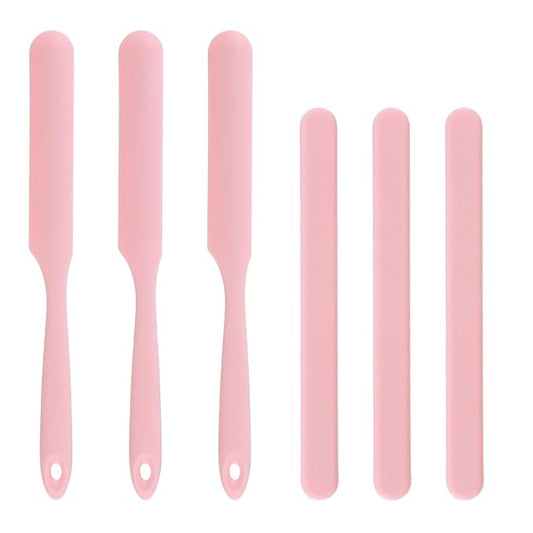6Pcs Silicone Wax Applicator, Non-stick Wax Stick Hair Removal Spatulas Reusable Hard Waxing Scraper Epoxy Resin &Waxing Accessories Supplies Tools for Home Salon Body Use (Pink)