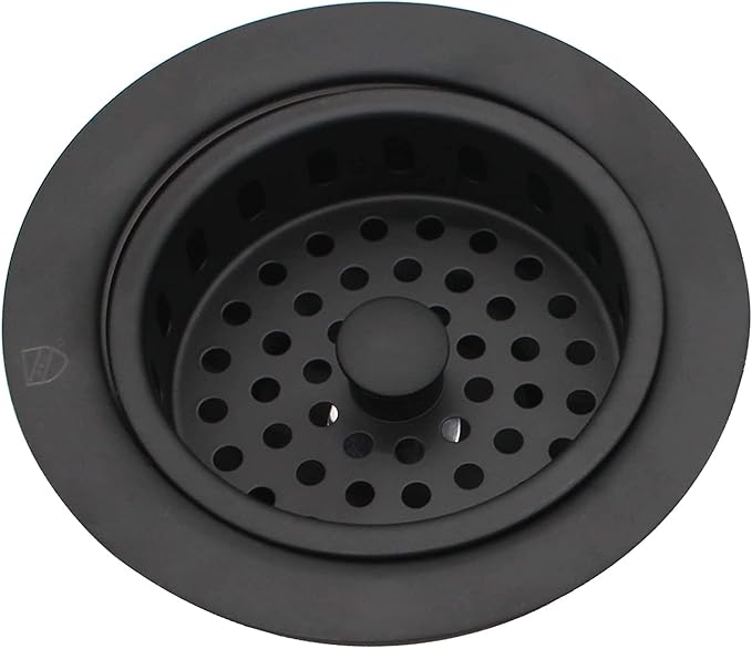 Westbrass D214-62 3-1/2" Post Style Large Kitchen Sink Basket Strainer, Matte Black