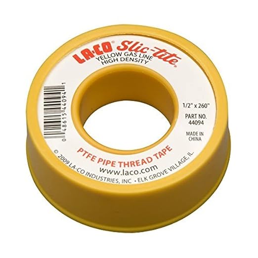 LA-CO 44094 Slic-Tite PTFE Gas Line Pipe Thread Tape, Premium Grade, [260" Length, 1/2" Wide], Yellow