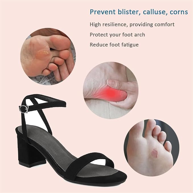 2 Pairs Pigskin High Heel Cushion Inserts, Anti-Slip Shoe Inserts for Dress Shoes Pain Relief, Adhesive Arch Support Sandal Insoles, Leather Cushioning Heel Insoles, Women M 7.5-9