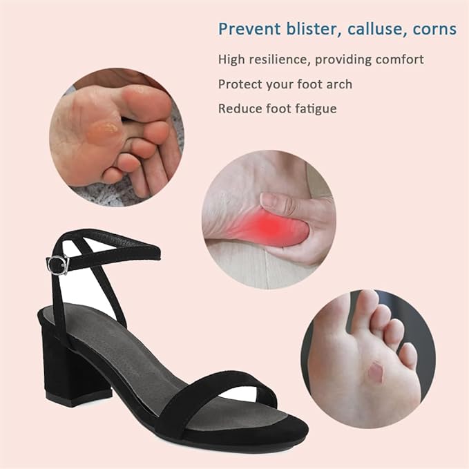 2 Pairs Pigskin High Heel Cushion Insoles, Adhesive Arch Support Sandal Inserts, Anti-Slip Shoe Dress Shoes Inserts Flat Shoe Pain Relief, Leather Cushioning Heel Insoles, L for 9.5-11 Women Shoes