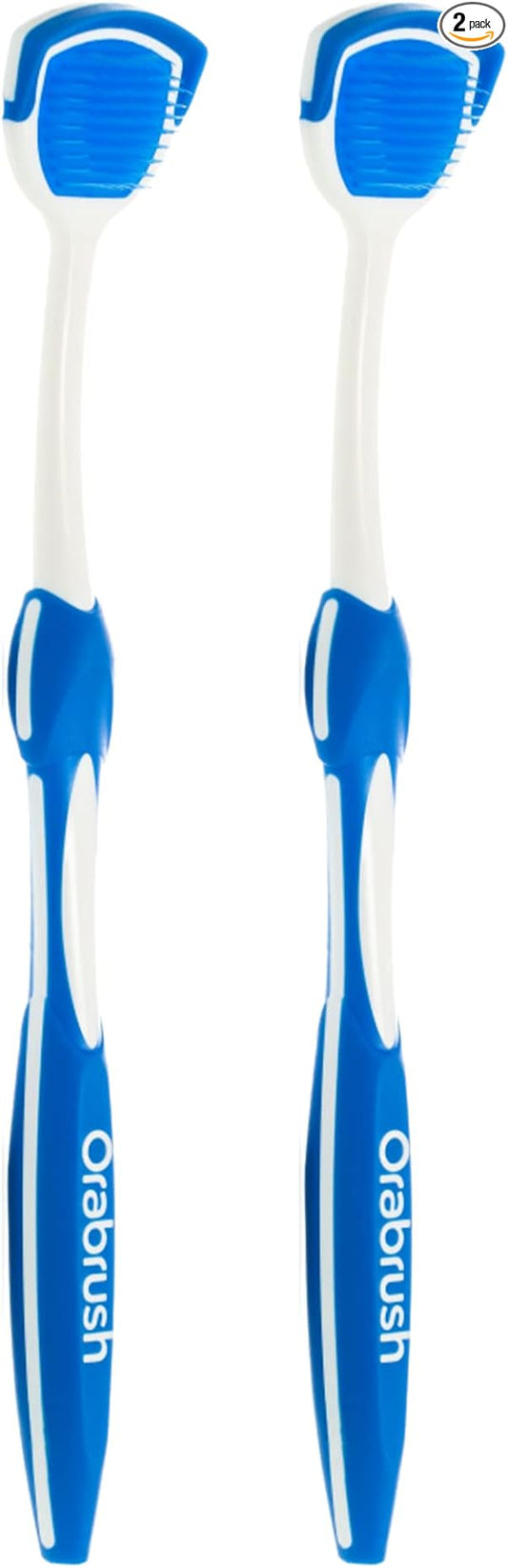DenTek Orabrush Tongue Scraper, Gentle Tongue Cleaner Brush for Fresh Breath, 2 Count