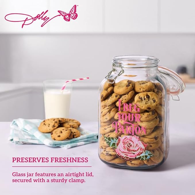 Dolly Parton Preserving Clamp Jar, 101 oz (3000ml), Pink