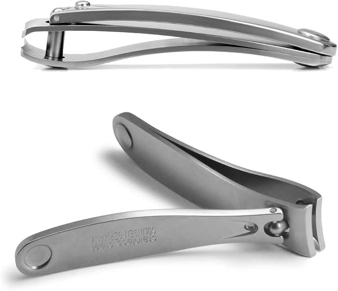 GERMANIKURE 4pc Mini Professional Manicure Set in Light Gray Suede Case - FINOX Stainless Steel Tools Made in Solingen Germany, Glass Nail Care Supplies Made in Czech Republic