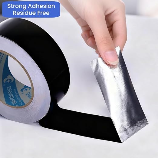 Black Aluminum Foil Tape High Temp Heavy Duty Adhesive HVAC Sealing Hot Cold Air Duct Tape for Pipe Metal Repair (2 IN x 64 FT 3.9 Mil)