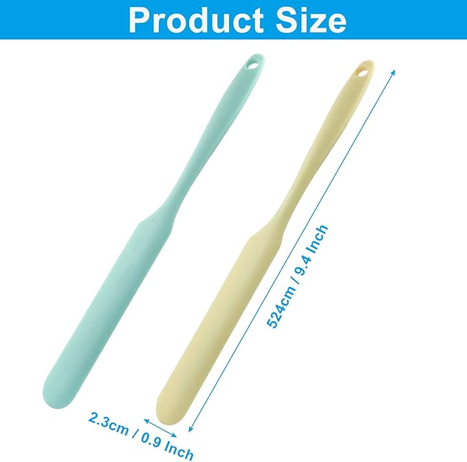 Hitefu 3 Pcs Silicone Jar Spatulas, Non-Stick Scraper Tools for Baking Cake & Spraying Butter Cream (Yellow, Pink & Green)