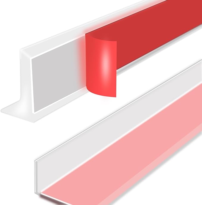 78 Inch Shower Threshold Water Dam, Silicone Barrier Shower Door Bottom Seal Strip, Self Adhesive Waterproof Barrier, for Kitchen Countertop Sink, Cooktop, Bathroom（Semitransparent）