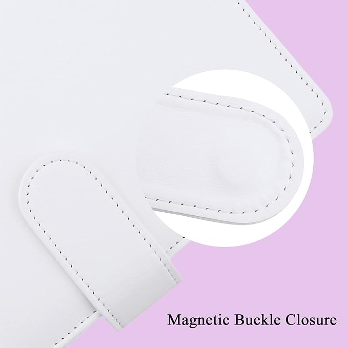 Antner A6 Binder 6 Ring Refillable Notebook Budget Planner for A6 Filler Paper, PU Leather Loose Leaf Personal Planner Wallet Money Organizer Cash Stuffing Binder with Magnetic Buckle Closure, White
