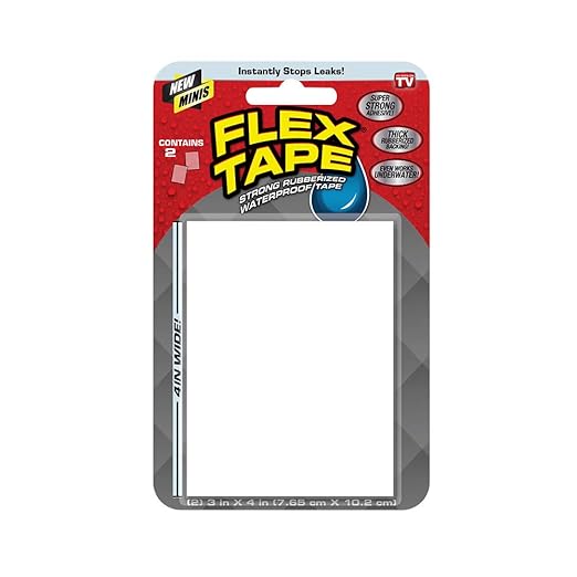 Flex Tape, Mini, White, Original Thick Flexible Rubberized Waterproof Tape - Seal and Patch Leaks, Works Underwater, Indoor Outdoor Projects - Home RV Roof Plumbing and Pool Repairs