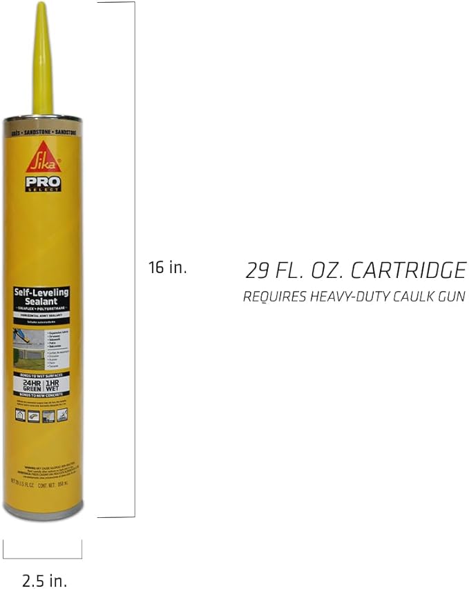 SIKA Sikaflex Self-Leveling Sealant - Sandstone, Polyurethane with Quick Curing for Horizontal Expansion Joints - 29 fl. oz Cartridge (Pack of 12), Durable, Easy Application