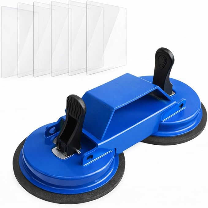 Floor Gap Fixer Tool, 45° Striking Surface Floor Gap Repair Tool with Dual Suction Cup, Made of Iron. with 6pcs Sticky Pads for Fixer Laminate/Vinyl Flooring Tools