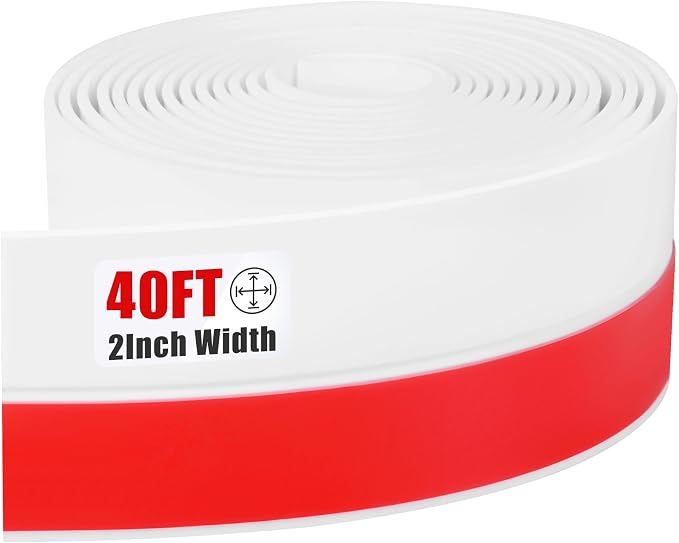 Draft Seal Tape for Doors and Windows 2 in x 40 Ft Silicone Weather Stripping Extra Thick 2mm Door Seal Strip with Strong Adhesive Draft Insulation Stopper Side Seal - White