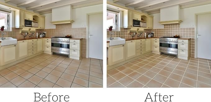 Kit - The Professional's Choice - Color and Seal Grout - Prevents Stains and Creates Easy to Clean Grout - 8oz Bottle, Wheel applicator, Brush applicator, and Scrub pad (Almond)
