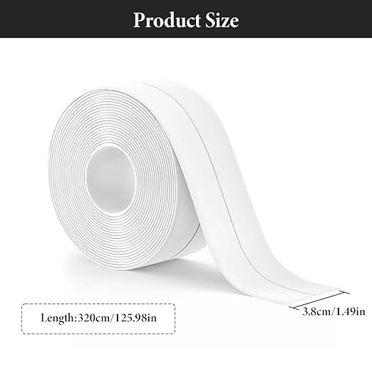 Caulk Tape - 2 Rolls (1.5" x 10.5Ft) Self-Adhesive Waterproof Sealant Tape - Peel & Stick Gap Cover for Toilet, Bathtub, Sink, Shower, Countertop - Includes Sealing Tool (Clear)