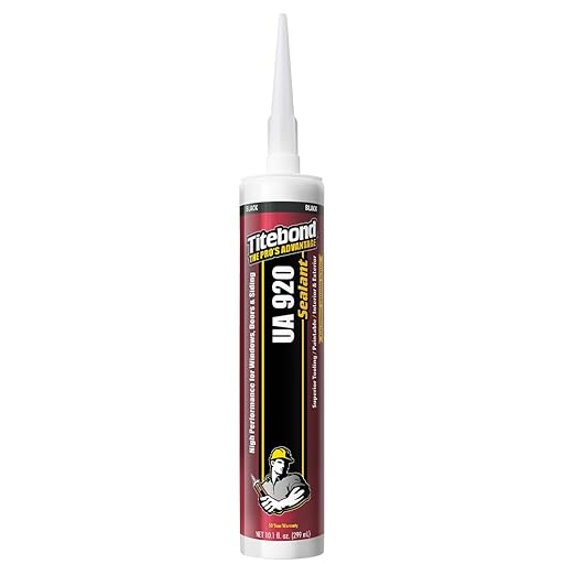 Titebond UA 920 Sealant, Black – Urethane Acrylic Elastomeric Caulk, Crackproof & Flexible, UV Resistant, Paintable in 1 Hour, Interior & Exterior Use – 10.1 Oz, 87011