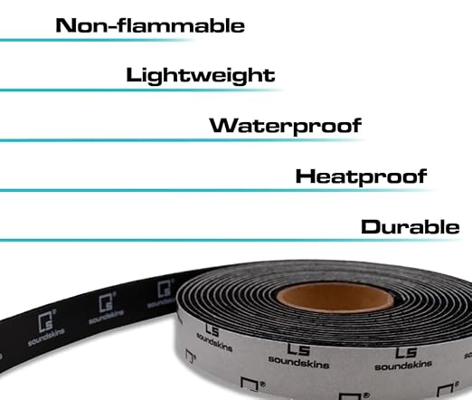 Soundskins Silent Insulation Strip Sound Deadening Closed Cell Acoustic Foam Tape SSK-Strip Rubber Closed Cell Foam (3/4" x 17 ft)
