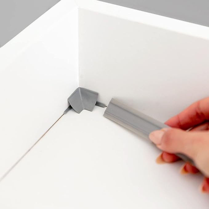 InstaTrim Inside Corners - 10 Gray 3/4" Wide Caulk Strip Inside Corner Pieces - Trim for Inside Corners - Paintable