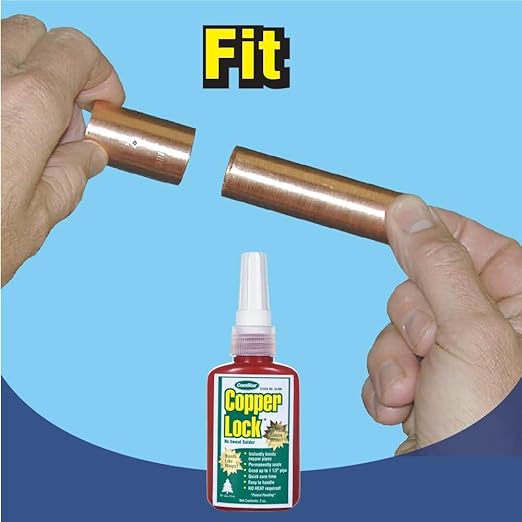 Copper Lock 2 oz, No Heat Liquid Solder for Copper, Brass & Yellow Metals, Instant Leak Proof Seal up to 500 PSI, -60°F to +300°F, Bonding Solution for Plumbing & HVAC (Pack of 12)