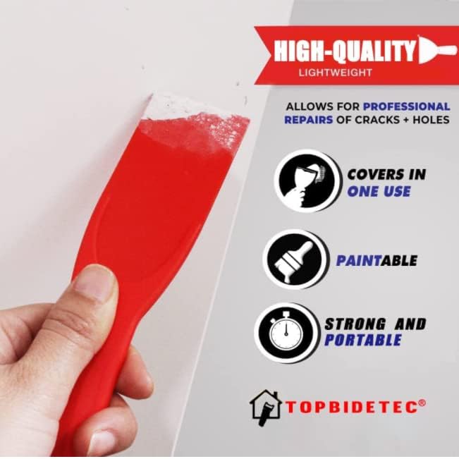 Plastic Putty Knife Set 3-Piece – 1.5", 3", 6" Heavy Duty Flexible Scraper, Multipurpose Spackle Knife for Drywall Repair, Caulk Smoothing, Adhesive Sticker Remover, Non-Scratch for Glass and Tile