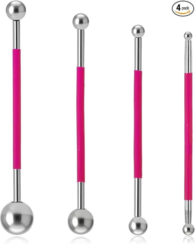 4 Pcs Caulking Ball Tool Kit Double Ended Dotting Tools Joint Grout Repair Metal Embossing Clay Tools for Tile Finishing DIY Crafts