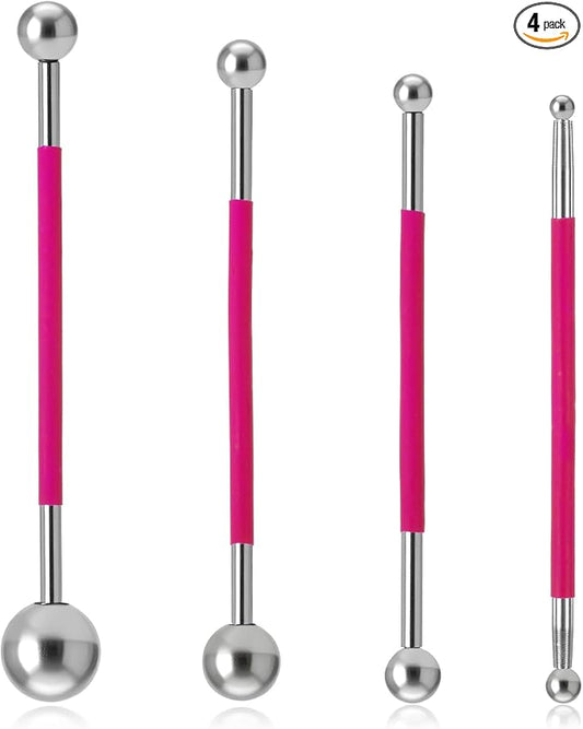 4 Pcs Caulking Ball Tool Kit Double Ended Dotting Tools Joint Grout Repair Metal Embossing Clay Tools for Tile Finishing DIY Crafts