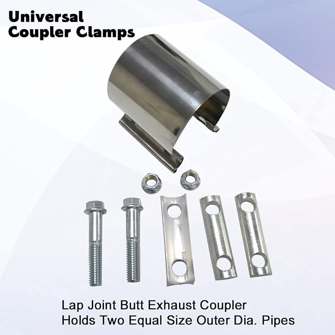 ID 2.25 Inch Exhaust Clamp, Stainless Steel 2-1/4" Lap Joint Band Clamp Sleeve Coupler Fit For OD 2.25" Pipes