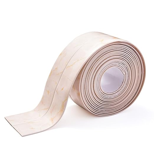 Red Waterproof Caulk Tape PVC Self Adhesive Caulk Strip Joint Adhesive Shower Bathtub Joint Strip Bathroom Sealing Tape Kitchen Sealing Tape and Shower Tile Sealant