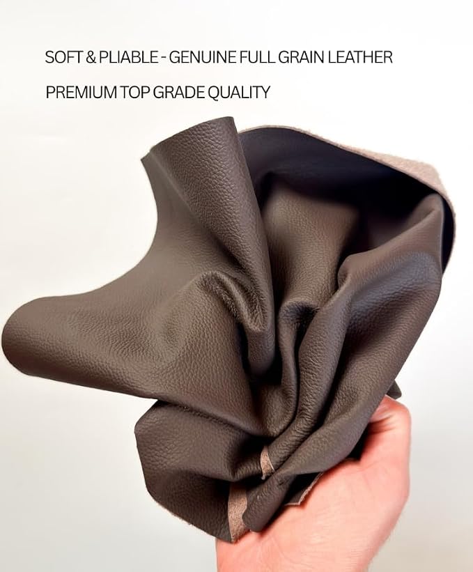 12'' x 24'' Genuine Full Grain Cowhide Leather Sheet — Soft Leather for Upholstery Repair, Handbags, Wallets, Sewing, Crafts, & DIY Projects — 1.1-1.3mm (3oz) Pre-Cut (Chocolate, 5 Pieces)