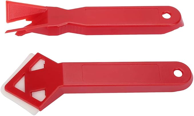 2Pcs Caulk Remover Tool Kit, Silicone Caulking Removal Tool, Caulk Tools with Antislip Handle, Caulking Scraper for Bathrooms, Kitchens, Balcony, Red