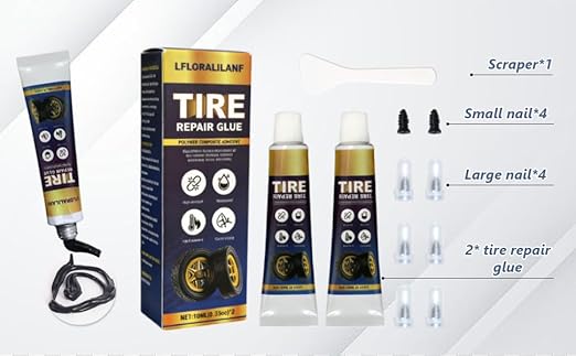 Professional Tire Repair Glue,Tire Glue sidewall,Tire Repair Rubber Nail kit,Tire Plug Glue Rubber Cement,Patch Repair kit,Tire sidewall Repair Suitable for car, Motorcycle, Jeep, Tractor (3-Box Set)