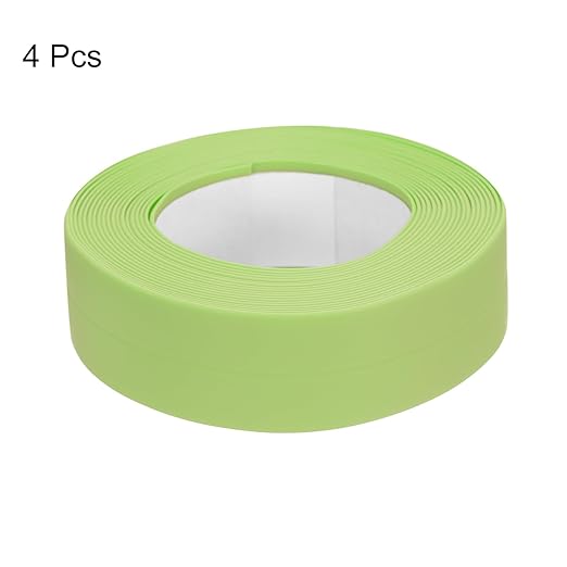 uxcell 4 Rolls Green Caulk Sealant Strip Waterproof Self Adhesive 0.87" x 10.5Ft Toilet Caulk Tape, Bathtub Caulk Sealing Strip for Kitchen Countertop, Sink, and Floor Edge Protector