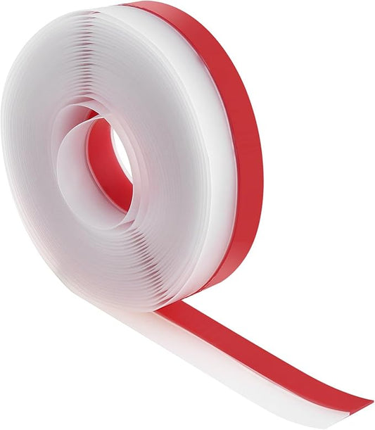 35mm Weather Stripping, 5M/16.4FT Transparent Silicone Weather Stripping Upgraded Strong Adhesive Door Seal Strip for Doors, Windows & Shower Glass Gaps, Waterproof & Soundproof Red Backing Tape