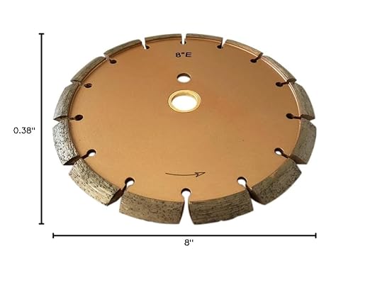 8" Crack Chaser Blade for Cured Concrete, Asphalt Repair or Joint Widen, 0.375" Width, 1"/20mm Arbor