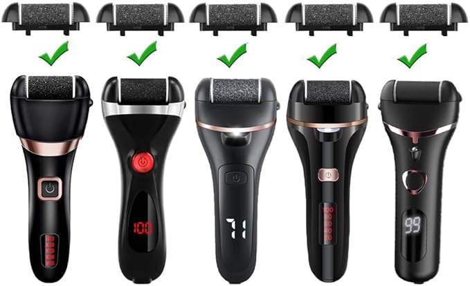3 Coarse Replacement Roller Head for Model IW-9043 IW-9046 Electric Callus Remover Foot File Pedicure Tools for Feet Callus Shaver Pedicure kit for Cracked Heels and Dead Skin, Black