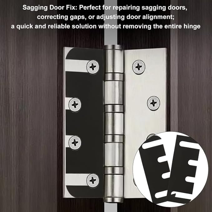 20 Pcs Door Hinge Shims 4 Inch, PVC Plastic Hinge Spacer for Door Alignment, Sagging Door Fix & Gap Adjustment, Hardware Door Repair Kit (0.03 Inch Thickness)